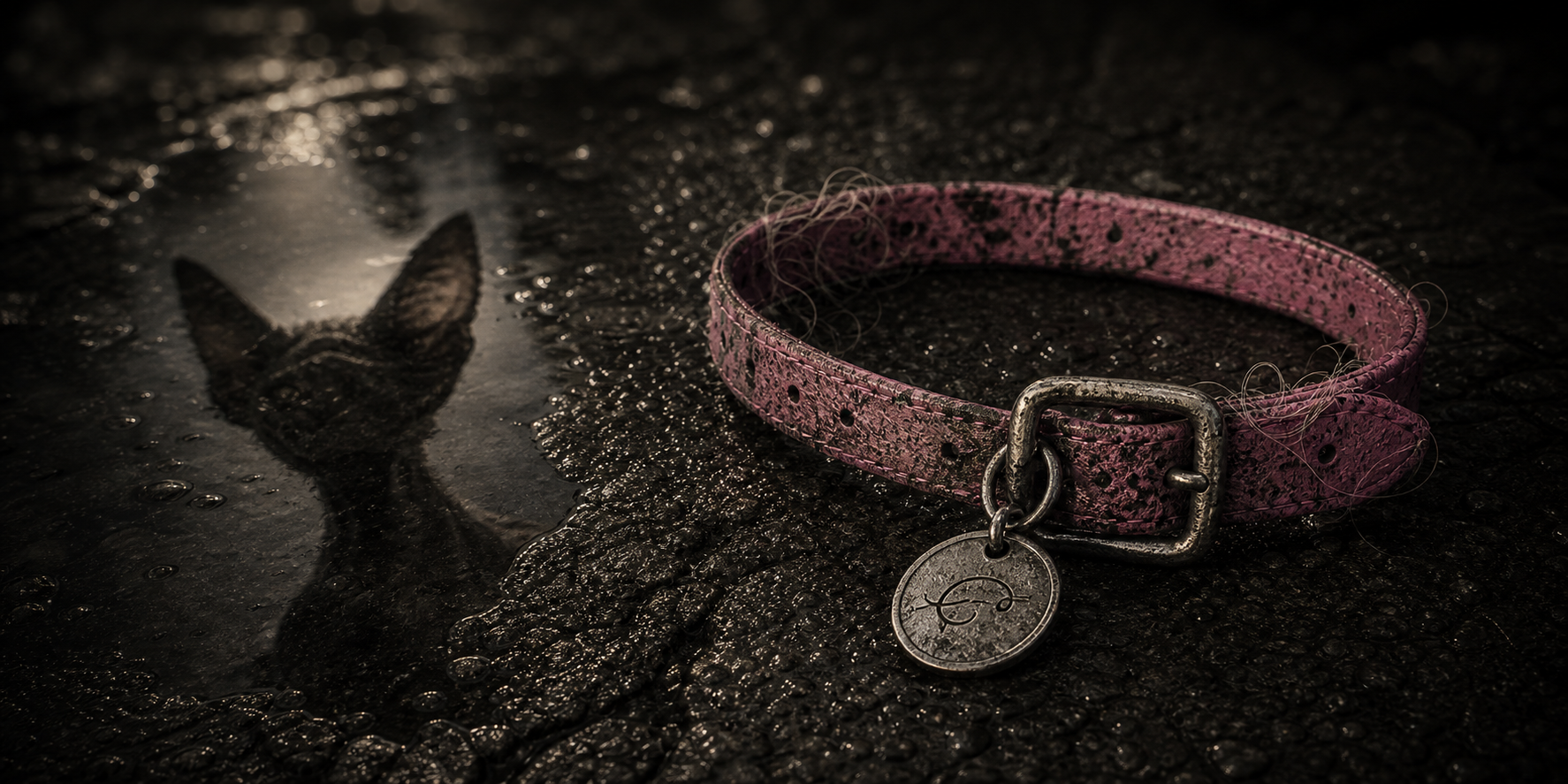 Stray #07 with worn pink collar